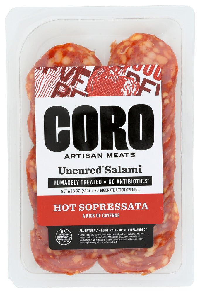 CORO FOODS: Hot Sopressata Salami Sliced Pack, 3 oz