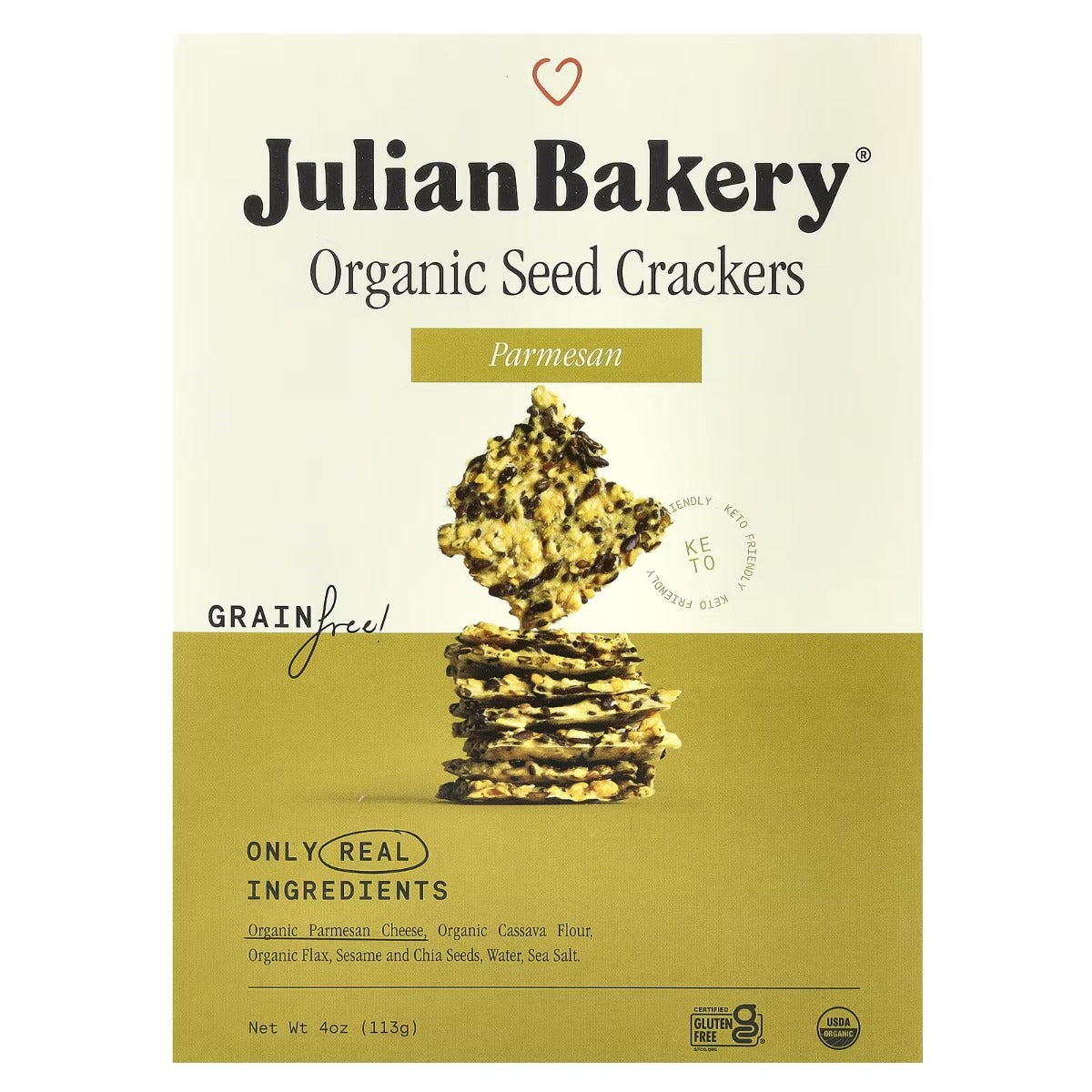 JULIAN BAKERY: Organic Seed Crackers Parmesan, 4 oz