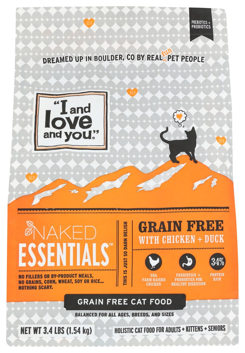 I&LOVE&YOU: Naked Essentials Kibble Chicken & Duck Cat Food, 3.4 lb