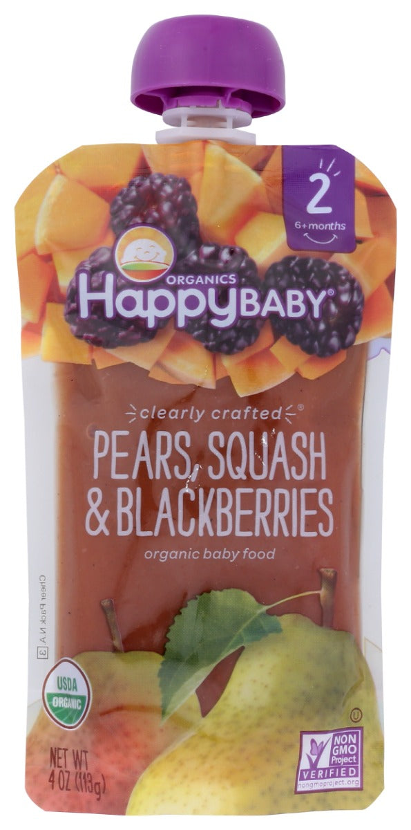 HAPPY BABY: S2 Pear Squash Blackberry Organic, 4 oz