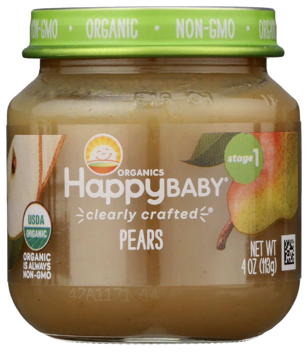 HAPPY BABY: Stage 1 Pears Baby Snack in Jar, 4 oz