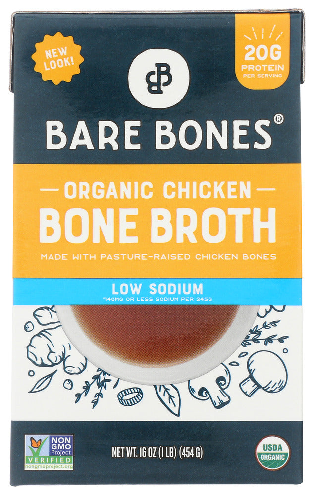 BARE BONES: Broth Chicken Bone Low Sodium, 16 oz