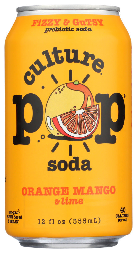 CULTURE POP: Orange Mango Chili & Lime Probiotic Soda, 12 fo