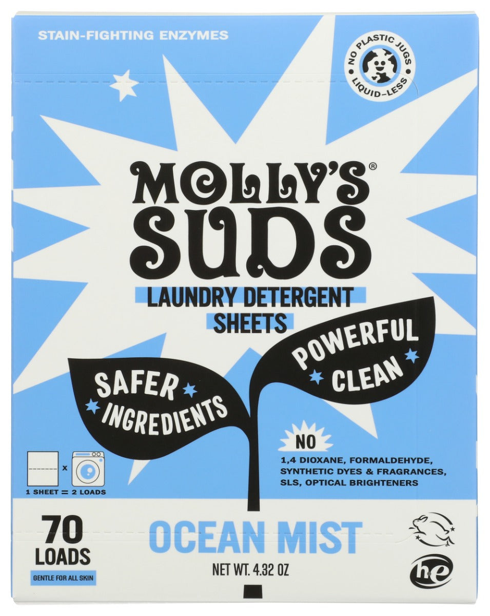 MOLLYS SUDS: Ocean Mist Laundry Detergent Sheets, 4.32 oz