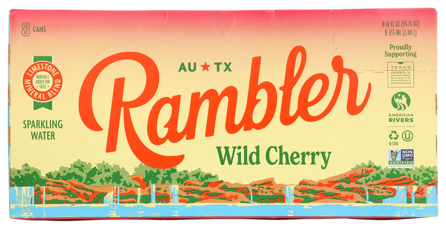 RAMBLER: Sparkling Water WIld Cherry 8Pk, 96 fo