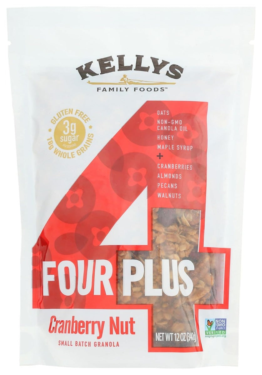 KELLYS FOUR PLUS GRANOLA: Granola Cranberry Nut, 12 oz