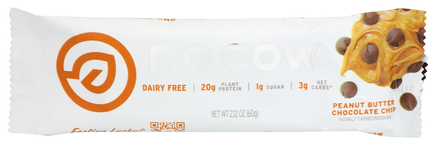 NO COW BAR: Peanut Butter Chocolate Chip Bar, 60 gm