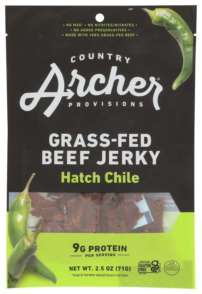 COUNTRY ARCHER: Jerky Beef Hatch Chile, 2.5 oz