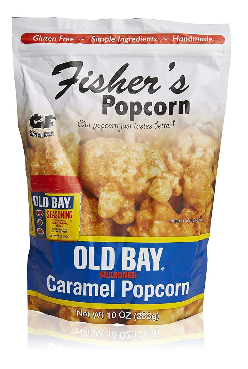 FISHER'S POPCORN: Old Bay Seasoned Caramel Popcorn, 10 oz