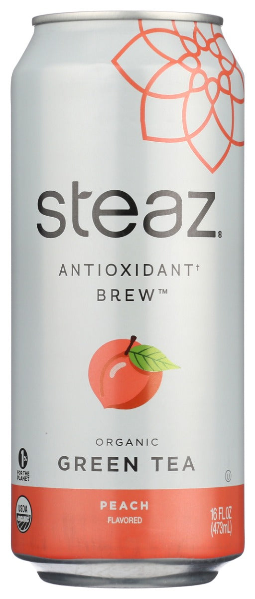 STEAZ: Organic Green Tea Peach Flavored, 16 oz