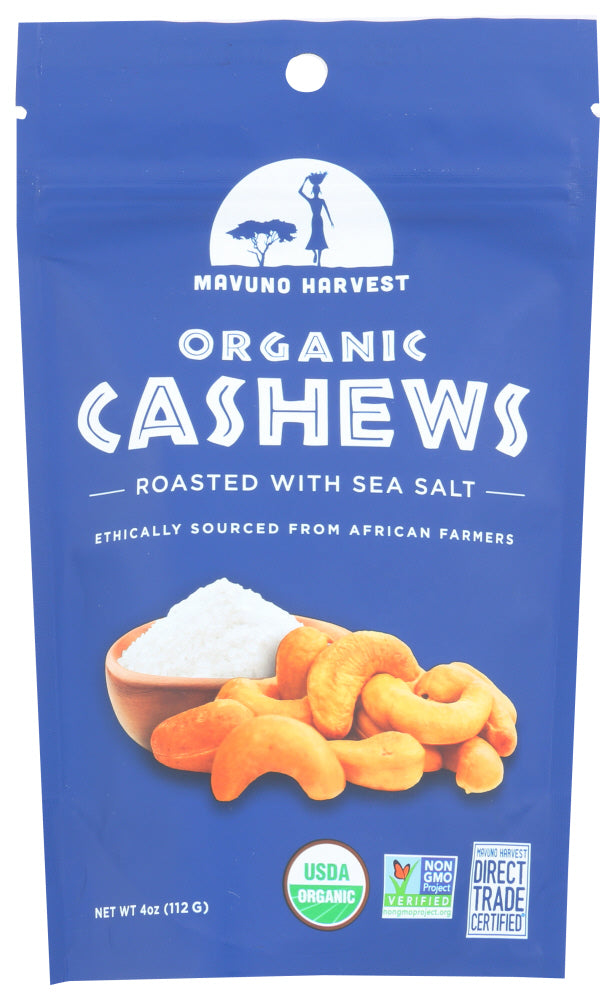 MAVUNO HARVEST: Organic Roasted Cashews Sea Salt, 4 oz