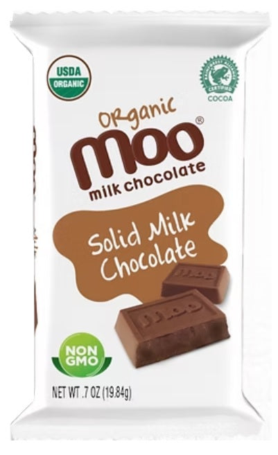 MOO ORGANIC CHOCOLATES: Solid Milk Chocolate Mini Bars, 0.7 oz