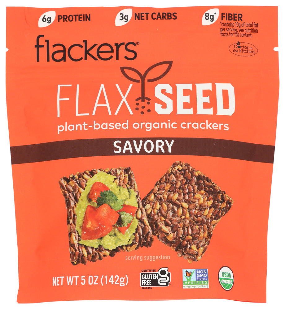 DOCTOR IN THE KITCHEN: Flackers Flax Seed Crackers Savory Garlic-Onion-Basil and Red Chile Pepper, 5 oz