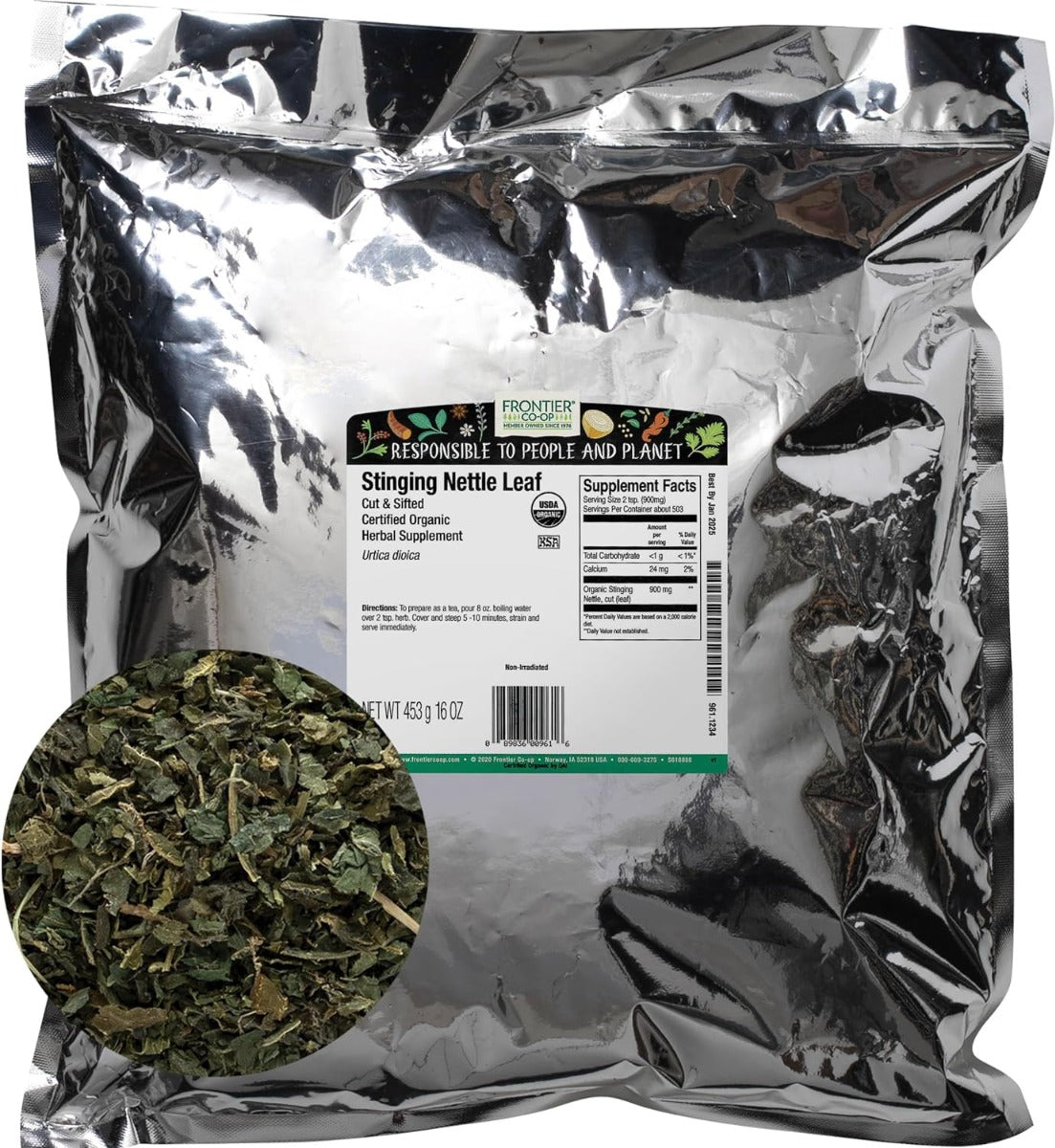 FRONTIER HERB: Nettle Leaf Cut And Sifted Organic, 16 oz