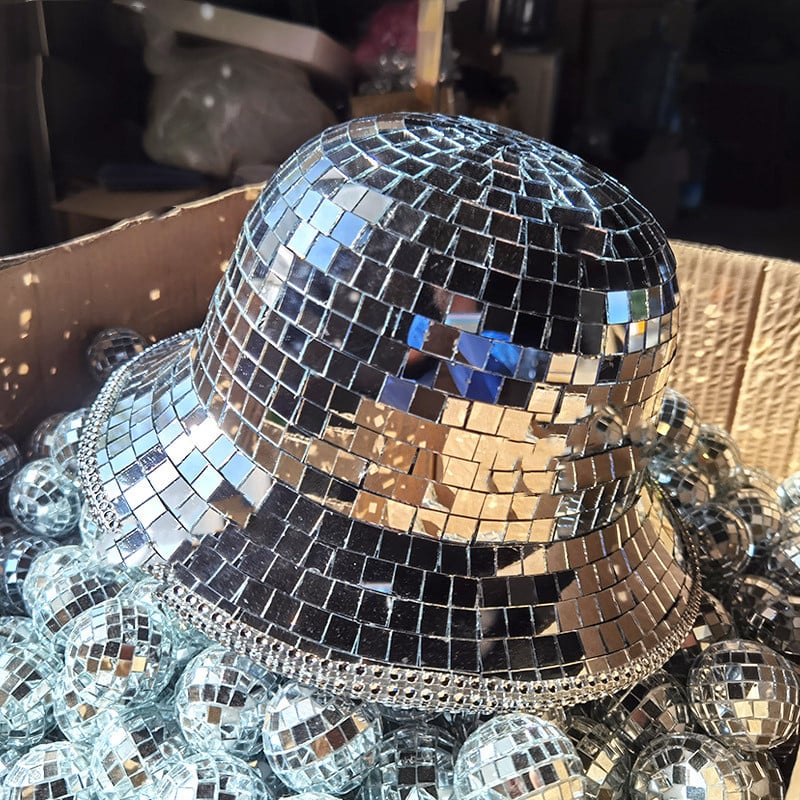 Reflective Mirror Laser Cowboy Hat for Prom Party