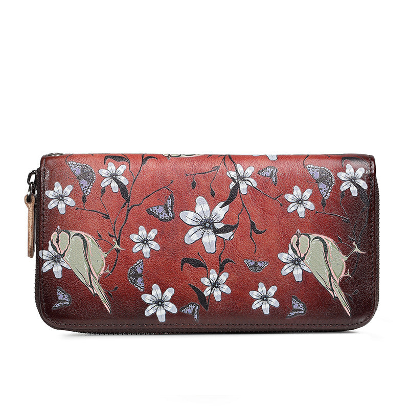 Vintage Women's Cowhide Zipper Wallet