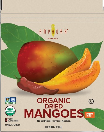 AMPHORA: Organic Spicy Soft Dried Mangoes, 3 oz