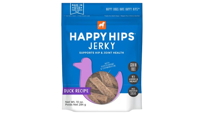HAPPY HIPS: Duck Jerky Dog Treats, 10 oz
