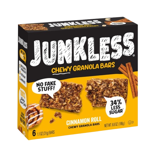 JUNKLESS: Cinnamon Roll Chewy Granola Bars, 6.6 oz