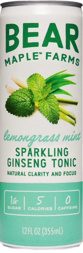 BEAR MAPLE: Lemongrass Mint Sparkling Ginseng Tonic, 12 fo