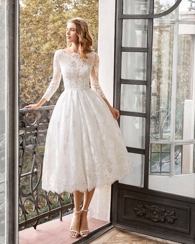 Long Sleeve Slim-fit Wedding Dress with Lace Skirt