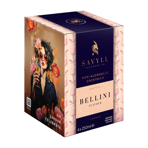 SAVYLL: Non Alcoholic Bellini 4Pk, 34 fo