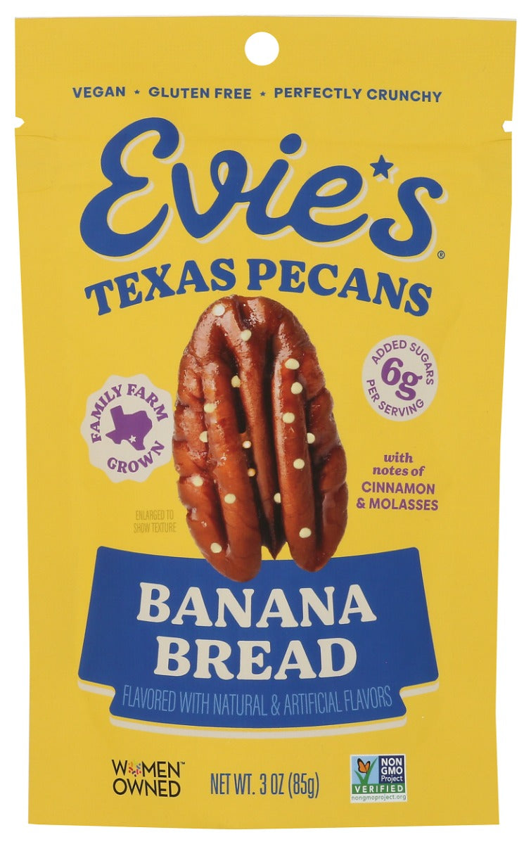 EVIES SNACKS: Roasted Banana Bread Pecans, 3 oz