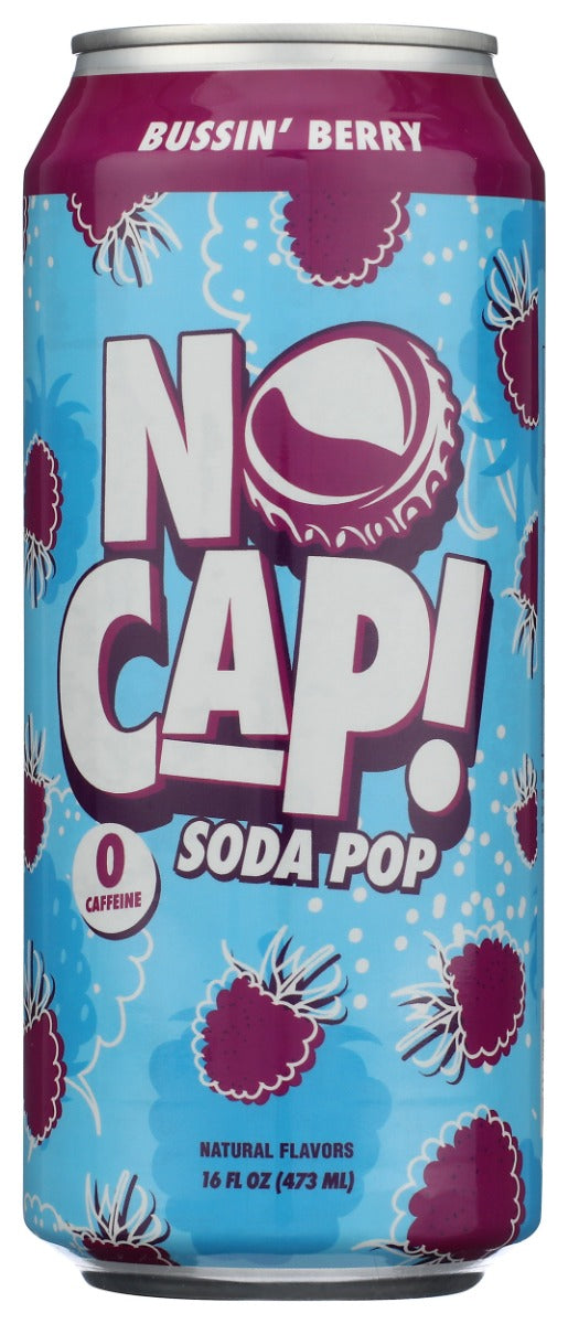 NO CAP SODA POP: Bussin Berry Postbiotic Soda, 16 fo