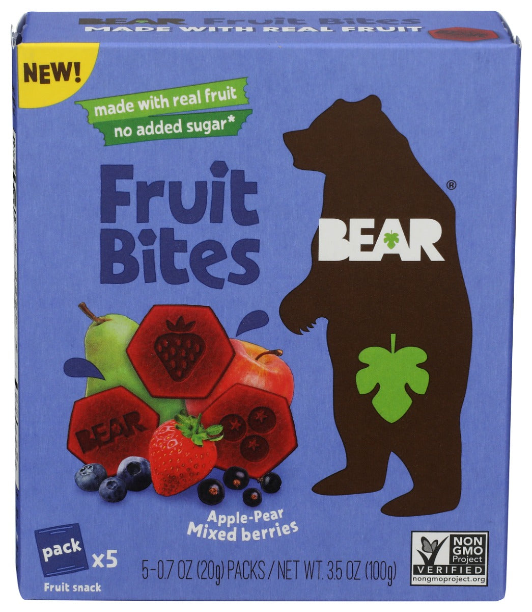BEAR SNACKS: Apple Pear Mixed Berries Fruit Bites, 3.5 oz