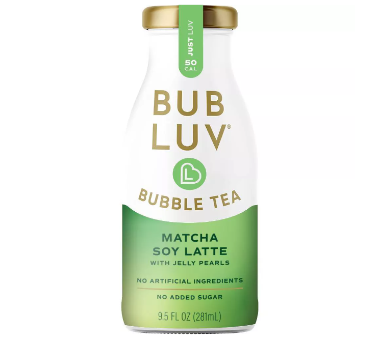 BUBLUV: Matcha Soy Latte Bubble Tea With Jelly Pearls, 9.5 fo