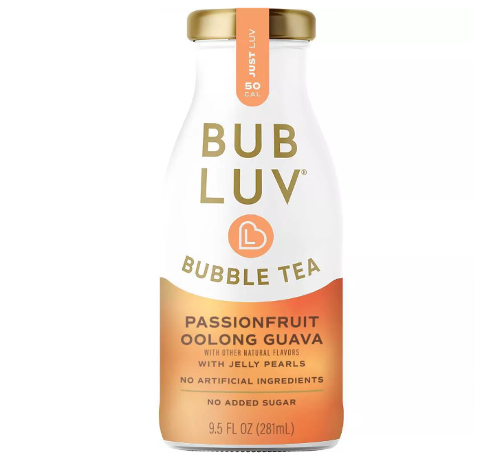 BUBLUV: Passionfruit Oolong Guava Bubble Tea With Jelly Pearls, 9.5 fo