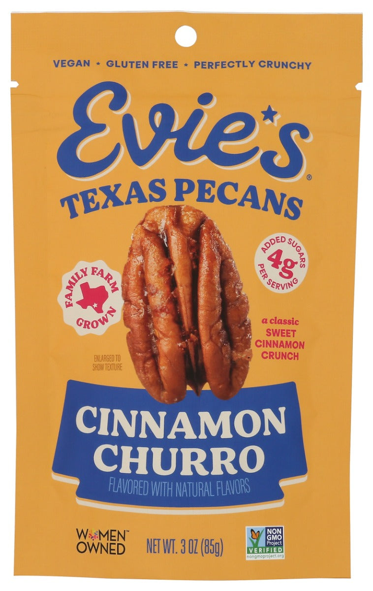 EVIES SNACKS: Roasted Cinnamon Churro Pecans, 3 oz