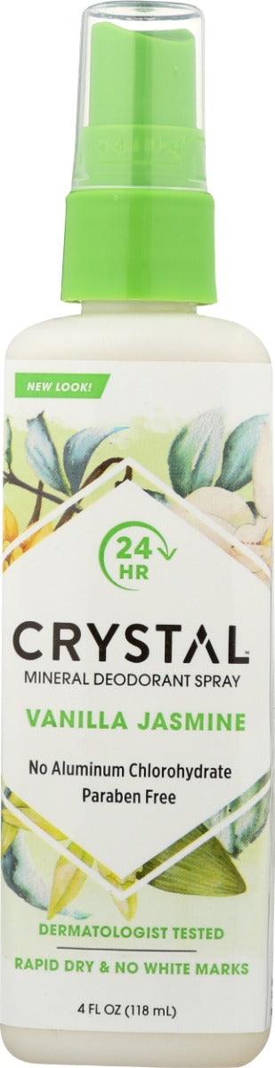 CRYSTAL BODY DEODORANT: Mineral Deodorant Spray Vanilla and Jasmine, 4 oz