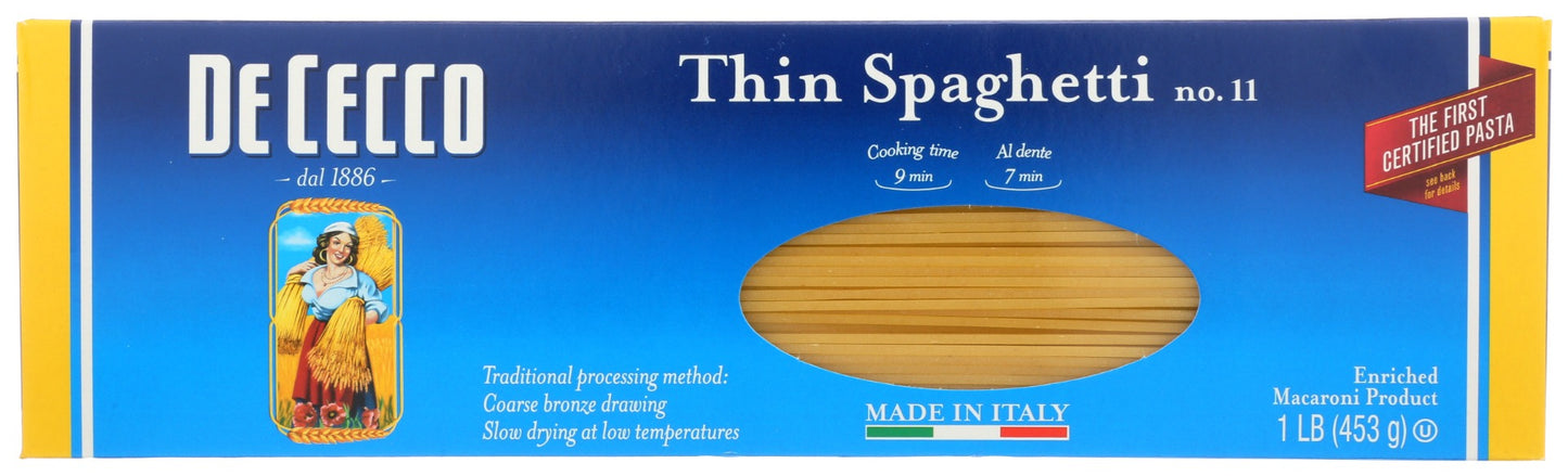 DE CECCO: Thin Spaghetti No 11 Pasta, 16 oz