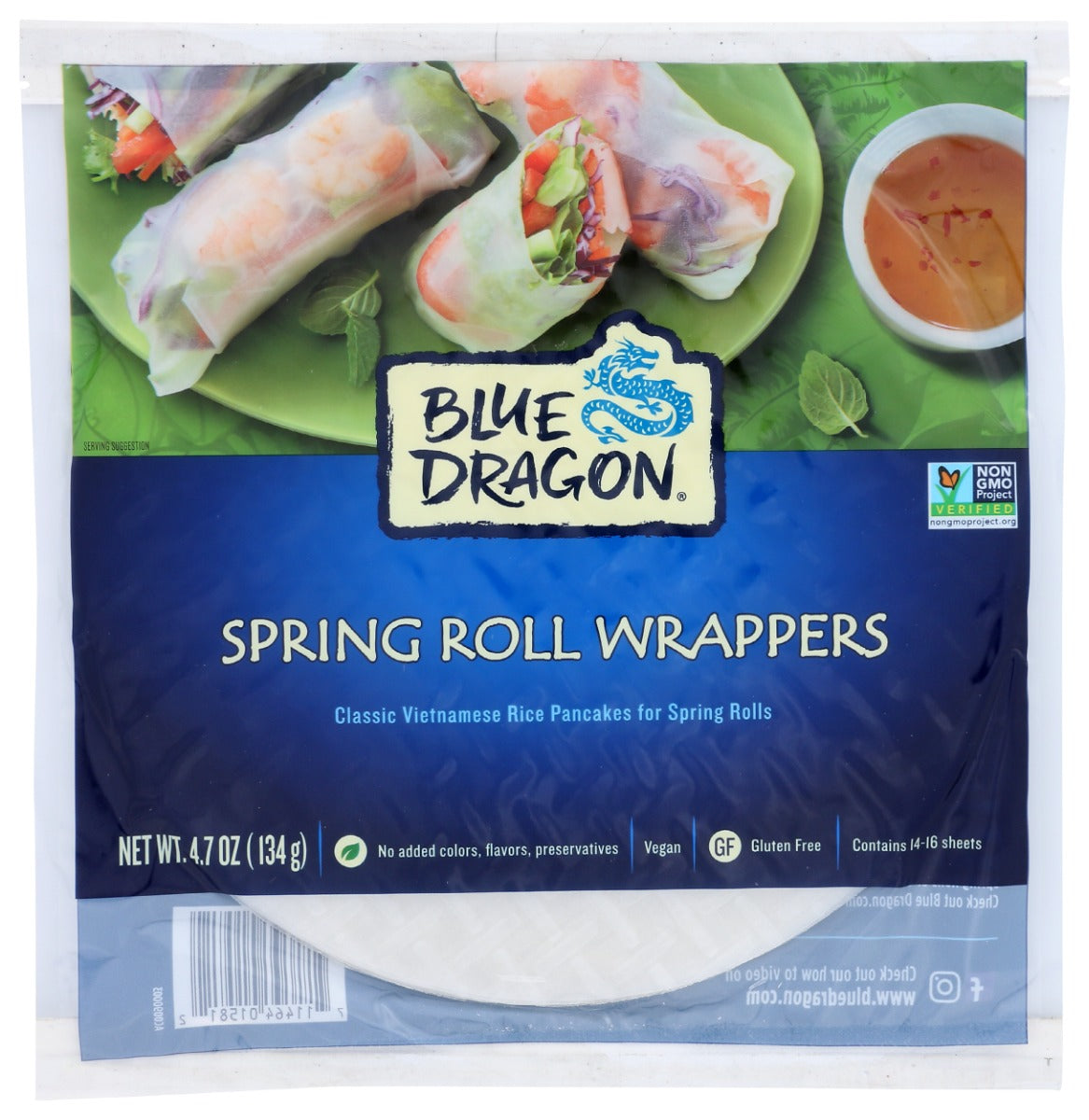 BLUE DRAGON: Spring Roll Wrappers, 4.7 oz