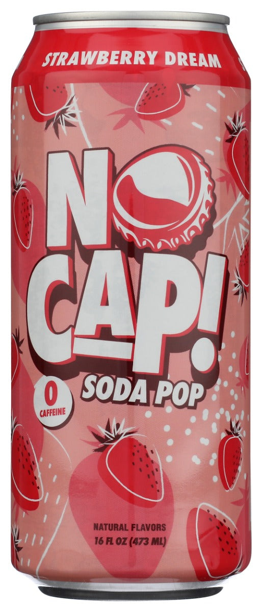 NO CAP SODA POP: Strawberry Dream Postbiotic Soda, 16 fo