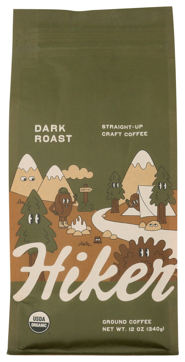 HIKER COFFEE: Dark Roast Ground Coffee, 12 oz