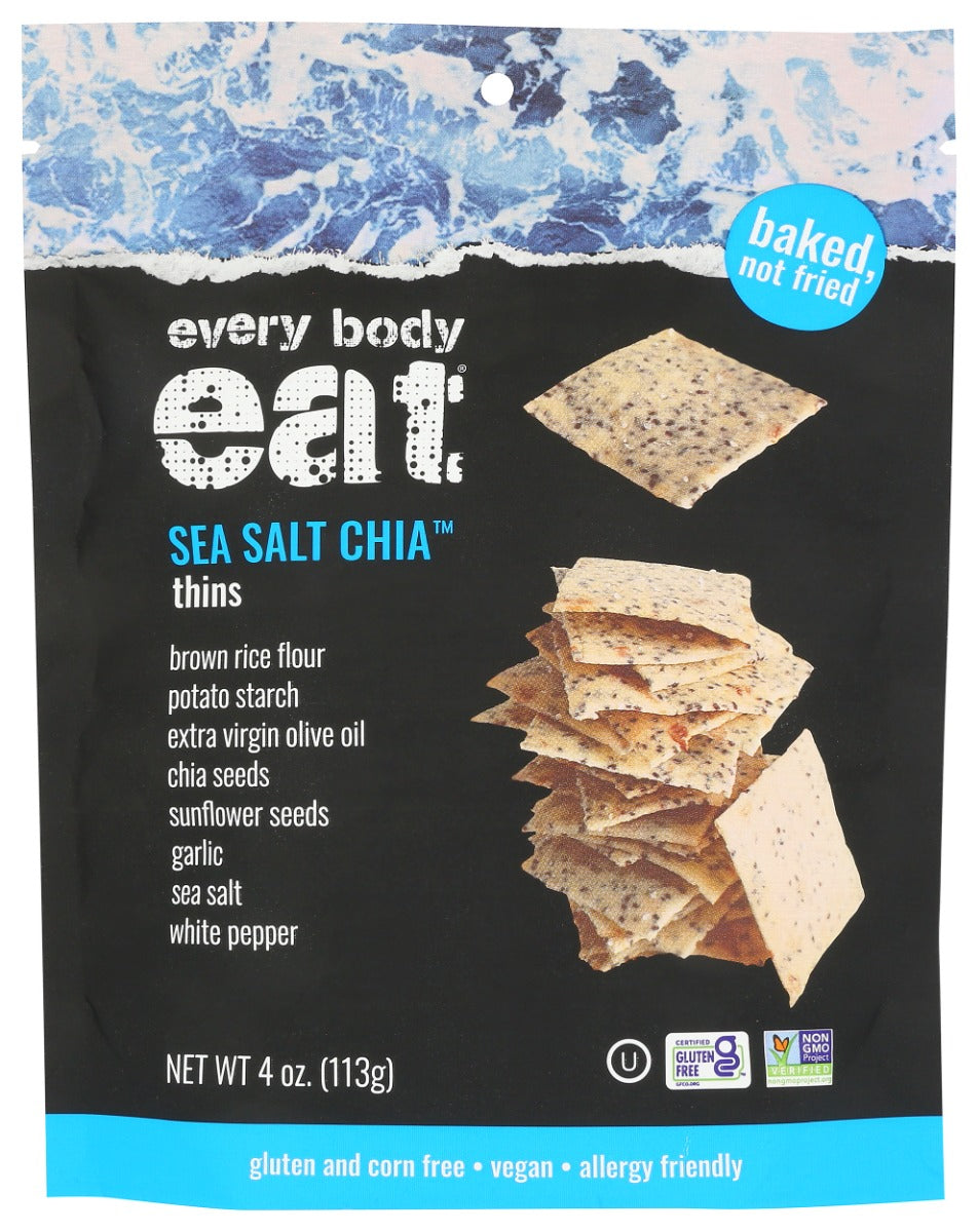 EVERY BODY EAT: Sea Salt Chia Thins, 4 oz