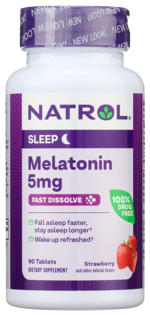 NATROL: Melatonin Fast Dissolve Strawberry Tablets 5mg, 90 tb