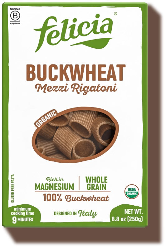 FELICIA: Buckwheat Mezzi Rigatoni Pasta, 8.8 oz
