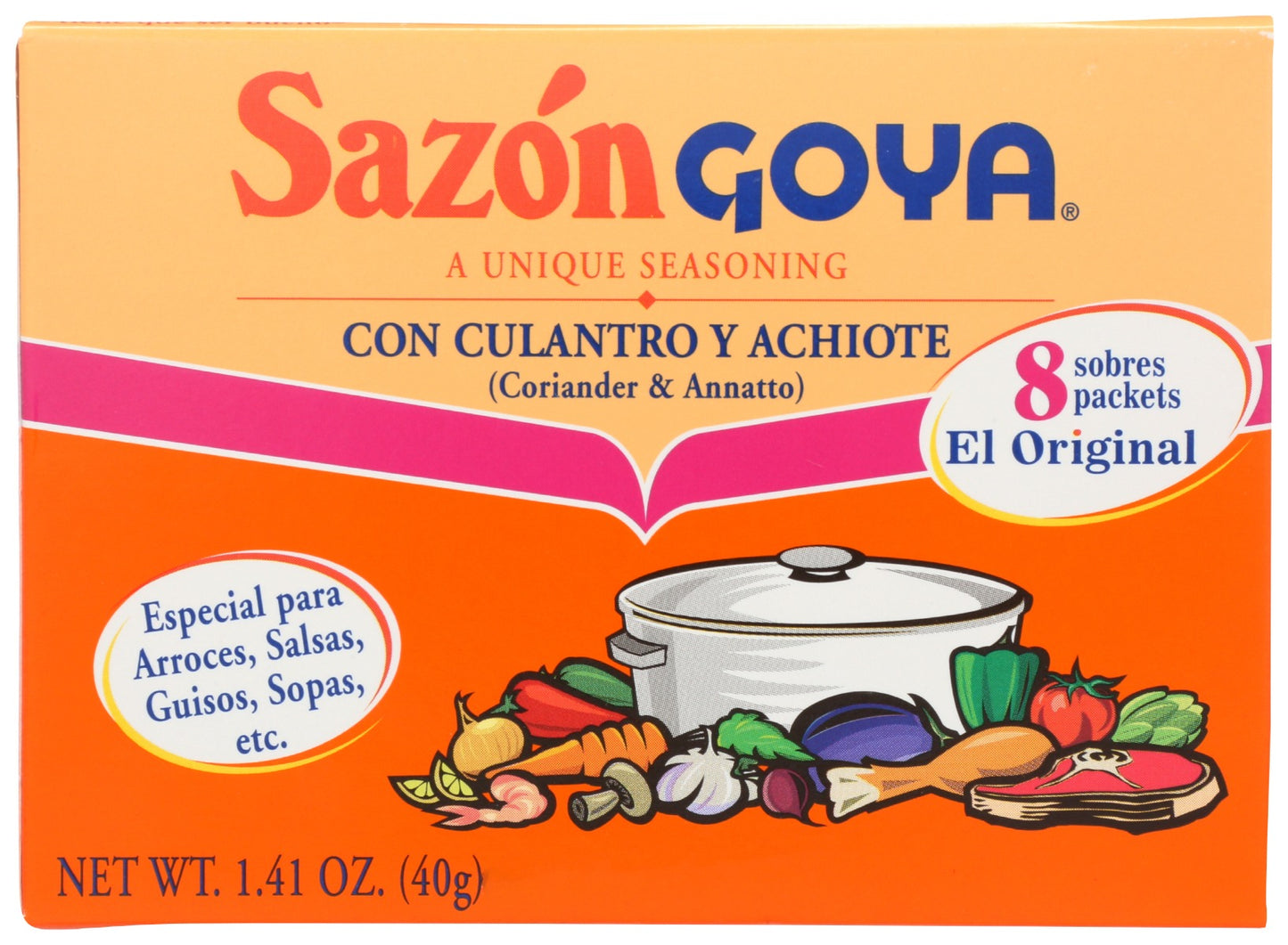 GOYA: Sazon With Coriander and Annatto Seasoning, 8 pc