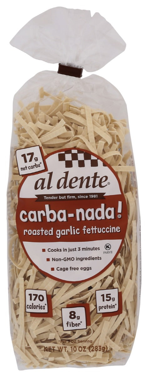 AL DENTE: Carba Nada Roasted Garlic Fettuccine Pasta, 10 oz