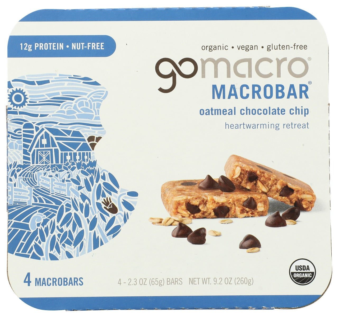 GOMACRO: Heartwarming Retreat Oatmeal Chocolate Chip 4Ct, 9.2 oz