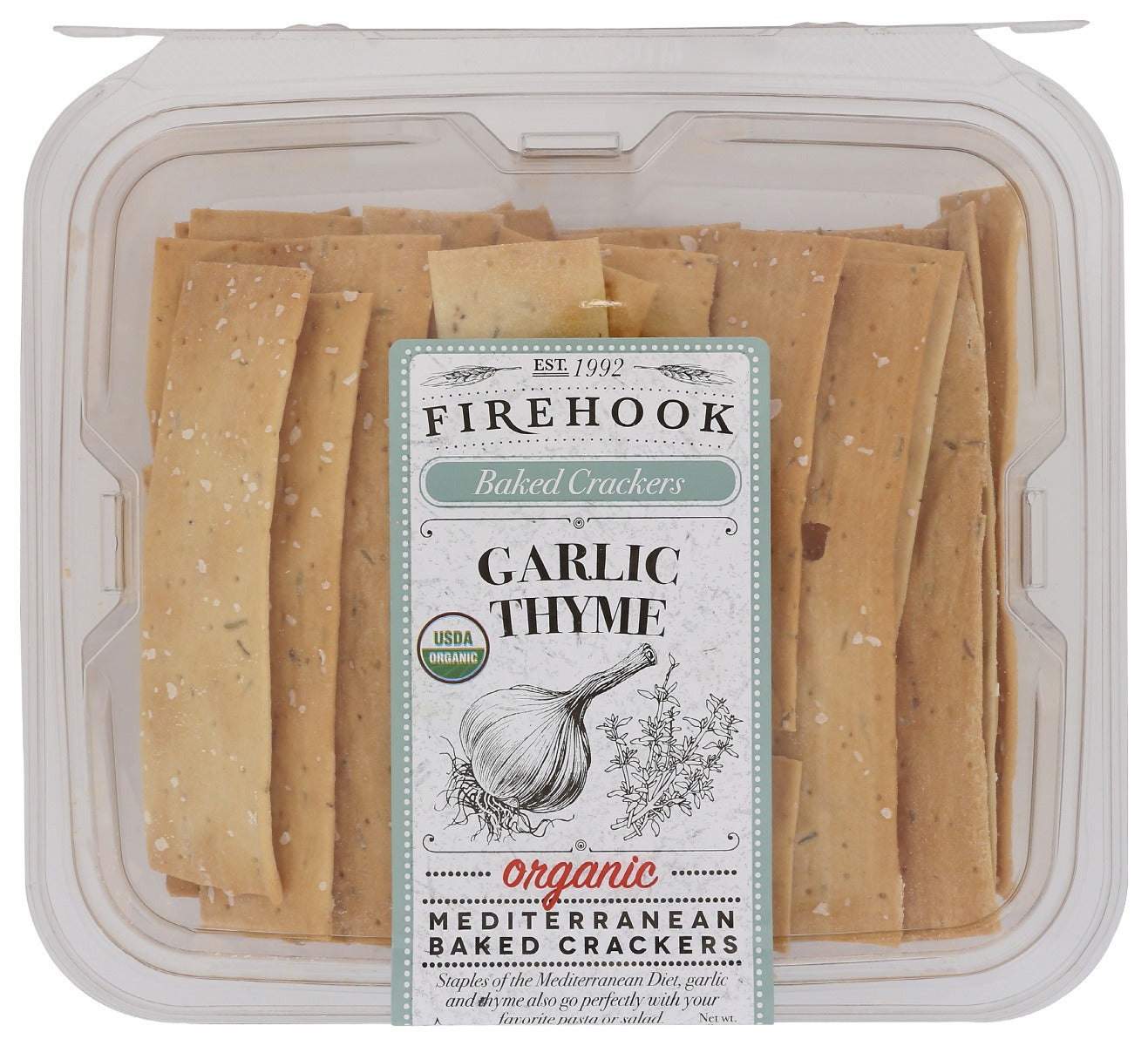 FIREHOOK: Garlic Thyme Crackers, 8 oz