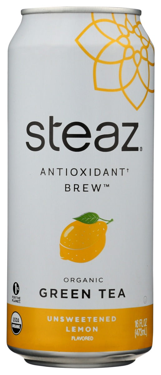 STEAZ: Unsweetened Lemon Green Tea, 16 fo