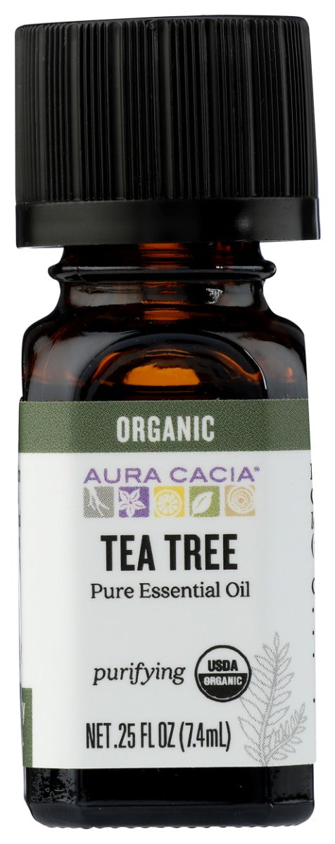 AURA CACIA: Organic Tea Tree Essential Oil, 0.25 oz