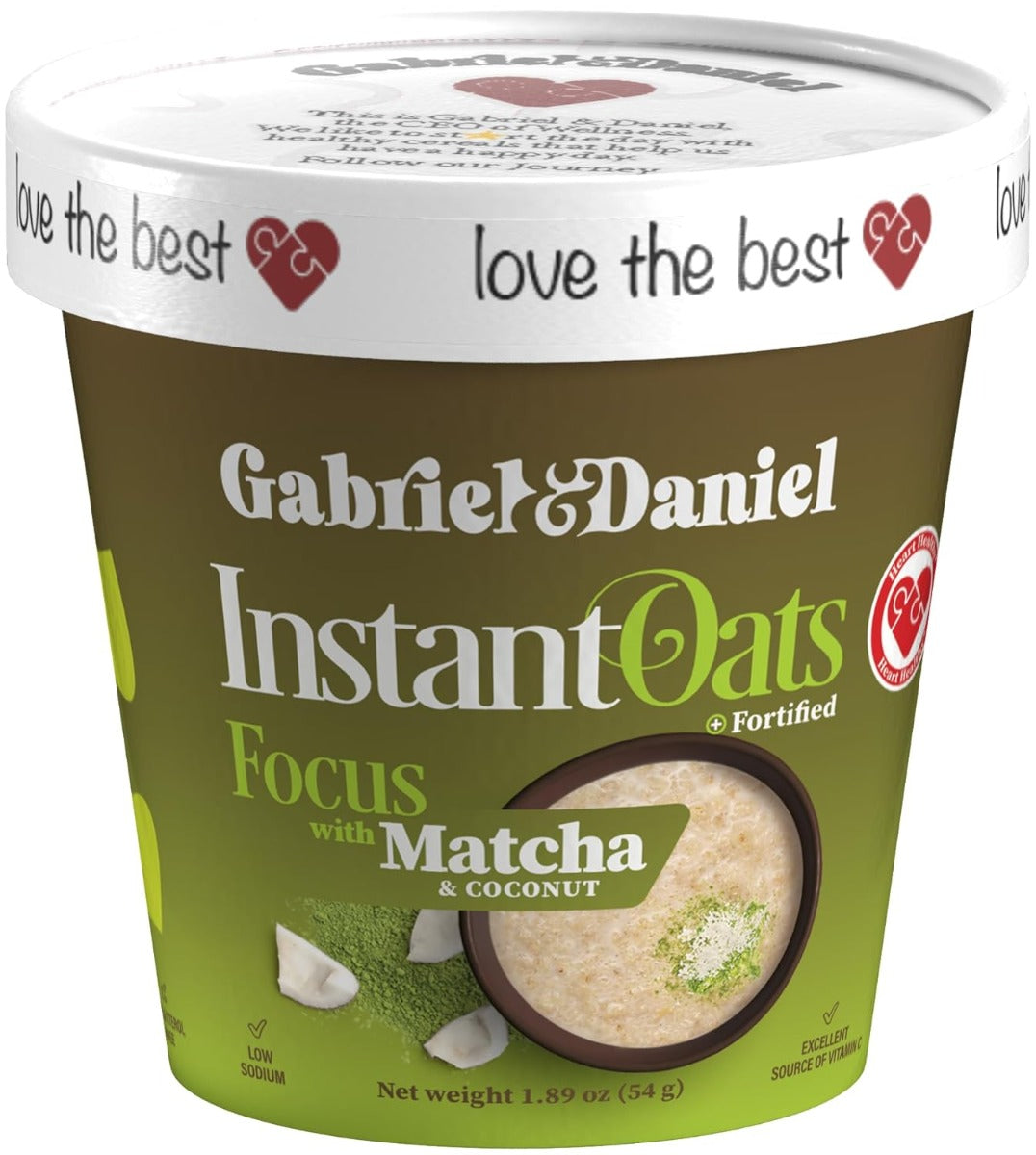 GABRIEL & DANIEL: Matcha Coconut Instant Oatmeal, 1.89 oz