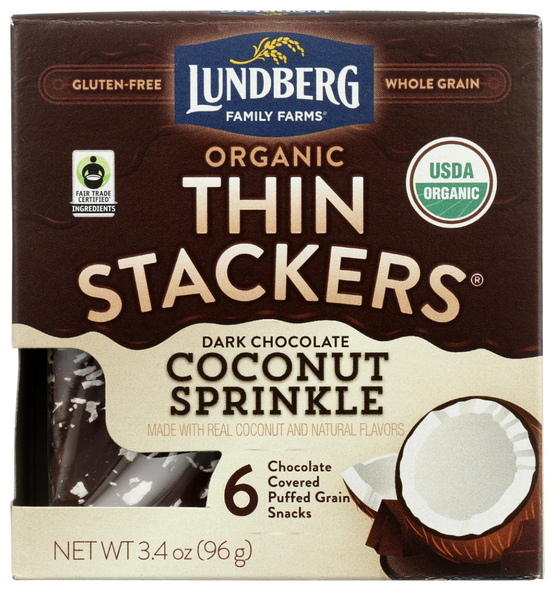 LUNDBERG: Organic Chocolate Thin Stackers Coconut Sprinkle, 3.4 oz