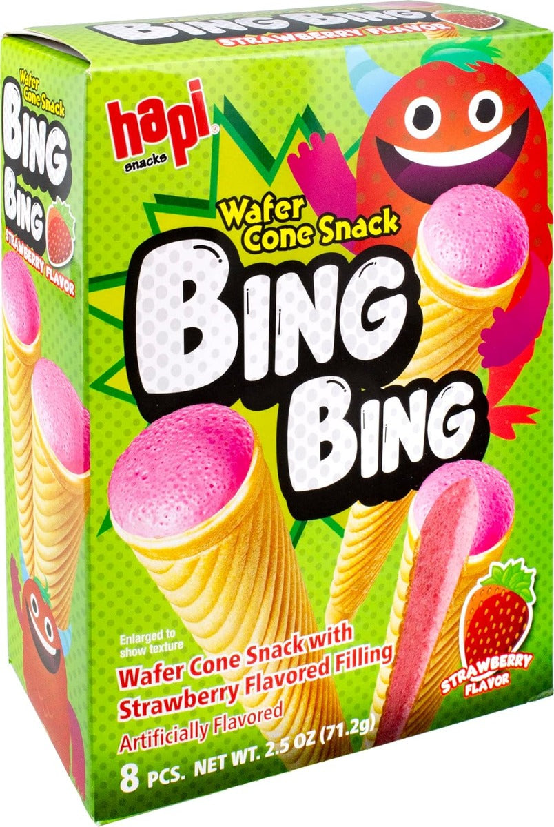 HAPI: Bing Bing Strawberry Wafer Cone Snack, 2.5 oz