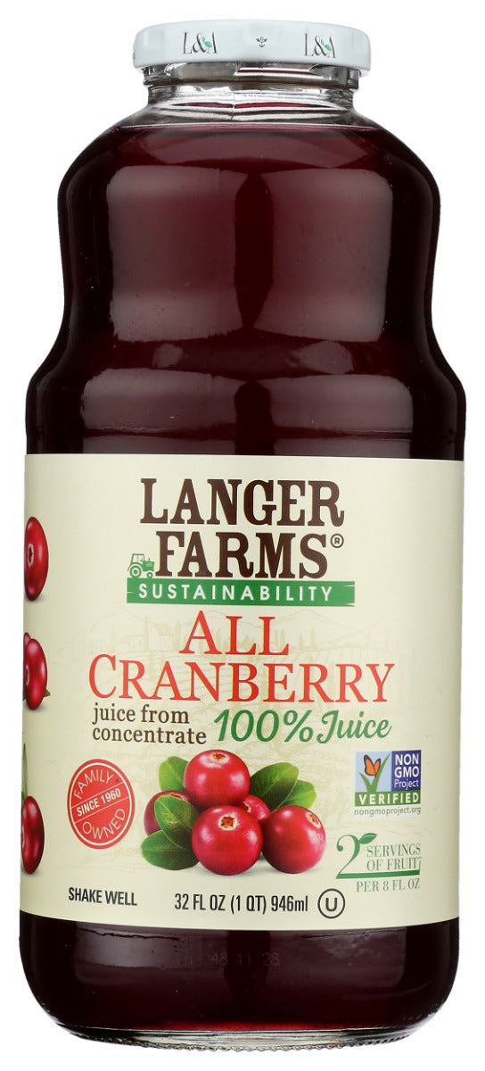 L & A JUICE: All Cranberry Juice, 32 fo